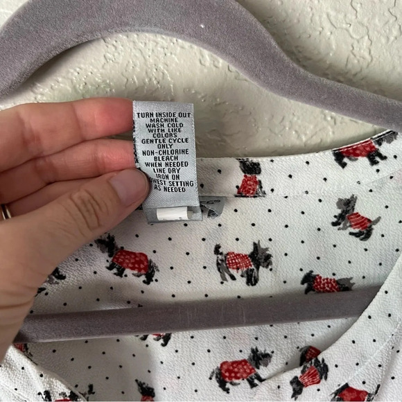 Catherine's Blouse Women's 2X Scottish Terrier Dog Print Button Down Dot 3/4 Top - Picture 9 of 9